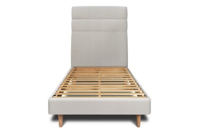 Lit avec tête de lit lignes velours et sommier kit  - Lit en bois massif