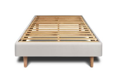 Lit avec tête de lit lignes velours et sommier kit  - Lit en bois massif