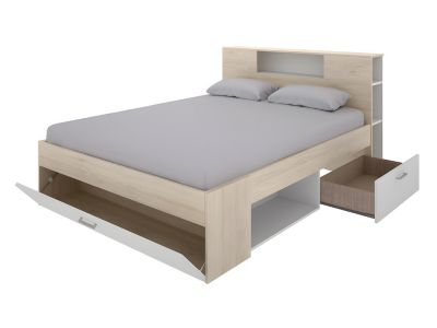 Lit avec matelas et sommier Rhone - sagerau eiche - Meubles