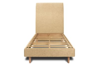 Lit avec tête de lit tapissier tissu et sommier kit  - Lit en bois massif