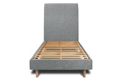 Lit avec tête de lit tapissier tissu et sommier kit  - Lit en bois massif