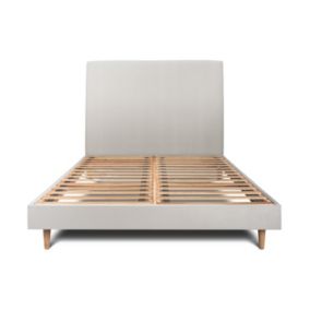 Lit avec tête de lit tapissier velours et sommier kit  - Lit en bois massif