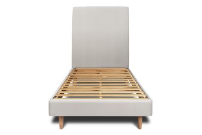 Lit avec tête de lit tapissier velours et sommier kit  - Lit en bois massif