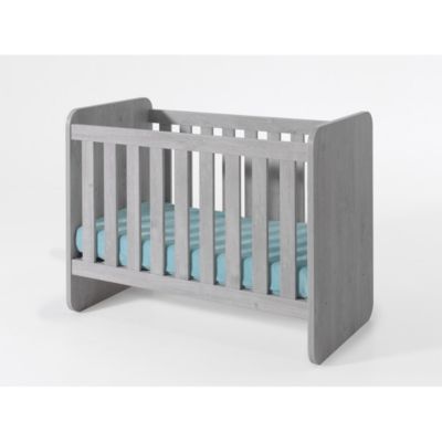Lit bébé robuste 60x120 évolutif en lit enfant 90x200 coloris gris effet bois