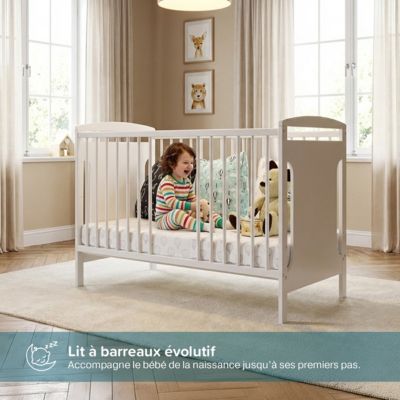 Lit bébé évolutif avec tiroir Margot 60x120 cm (matelas non inclus) Blanc