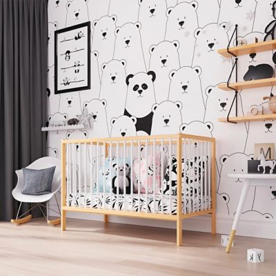 Lit bébé évolutif avec tiroir Mathis 60x120 cm (matelas non inclus) Bois naturel et blanc