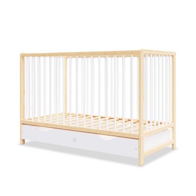 Lit bébé évolutif avec tiroir Mathis 60x120 cm (matelas non inclus) Bois naturel et blanc