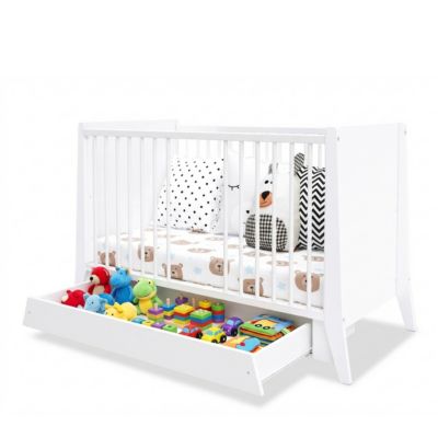 Lit bébé évolutif avec tiroir Timeo 60x120 cm (matelas non inclus) Blanc