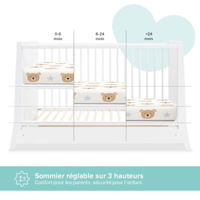 Lit bébé évolutif Timeo 60x120 cm (matelas non inclus) Gris & bois