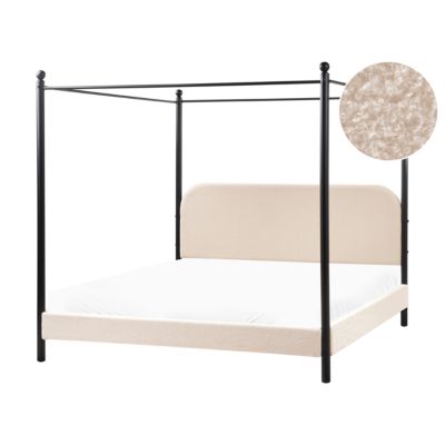 Lit à baldaquin Bouclé DANNEMOIS 180 x 200 cm Beige