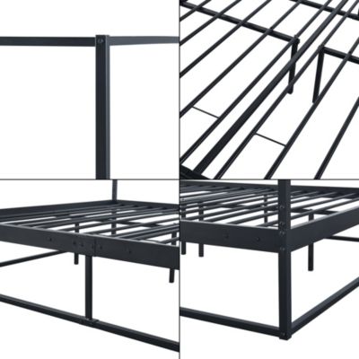 Lit à baldaquin Kristianstad métal 160 x 200 cm noir en.casa