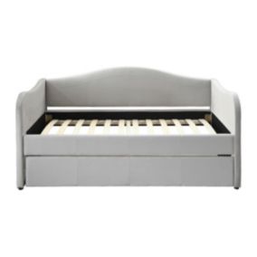 Lit banquette gigogne 2 x 90 x 190 cm - Velours - Gris clair - MATHILDE