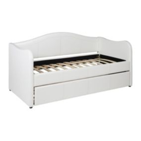 Lit banquette gigogne MATHILDE - 2 x 90 x 190 cm - Simili - Blanc