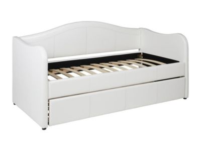 Lit banquette gigogne MATHILDE - 2 x 90 x 190 cm - Simili - Blanc