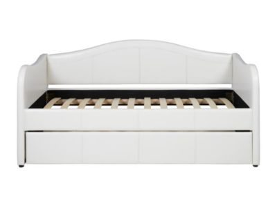 Lit banquette gigogne MATHILDE - 2 x 90 x 190 cm - Simili - Blanc