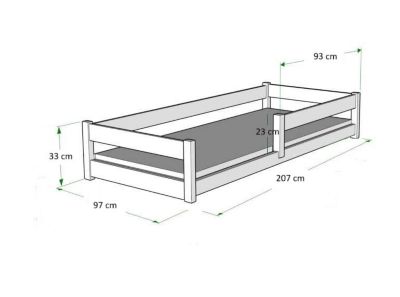 Lit bas Nordi 200x90 - Montessori bois naturel, lit enfant avec barreaux