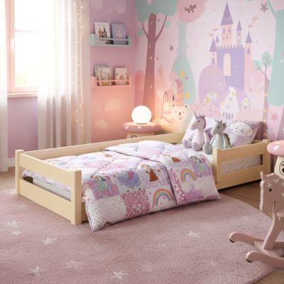 Lit bas Nordi 200x90 - Montessori bois naturel, lit enfant avec barreaux