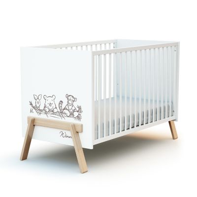 Lit bebe 60x120 AT4 Winnie Disney Blanc et hêtre