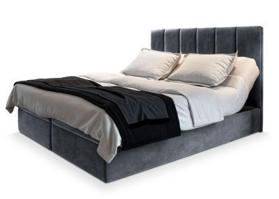 Lit Boxspring BARINO 180X200 CM PAROS 06, Gris, Lit avec matelas et rangement