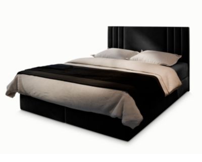 Lit Boxspring BRES 160X200 CM CASABLANCA 16, Noir, Lit avec matelas et rangement