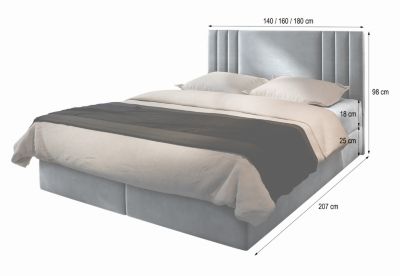 Lit Boxspring BRES 160X200 CM CASABLANCA 16, Noir, Lit avec matelas et rangement
