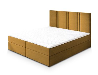Lit Boxspring LARIO 160X200 CM KRONOS 01, Jaune, Lit avec matelas et rangement