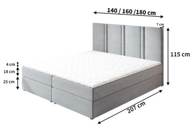 Lit Boxspring LARIO 160X200 CM KRONOS 01, Jaune, Lit avec matelas et rangement