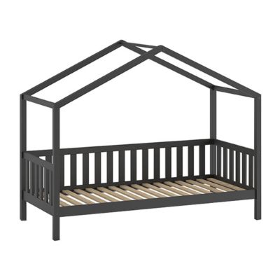 Lit cabane 90x200 sommier inclus Vipack Dallas Anthracite