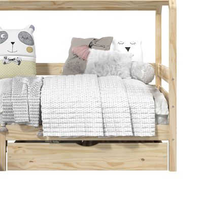 Lit cabane CLIA 90 x 200 cm avec tiroirs, en pin massif finition naturelle
