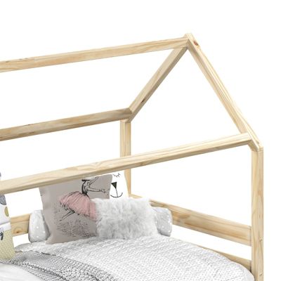 Lit cabane CLIA 90 x 200 cm avec tiroirs, en pin massif finition naturelle