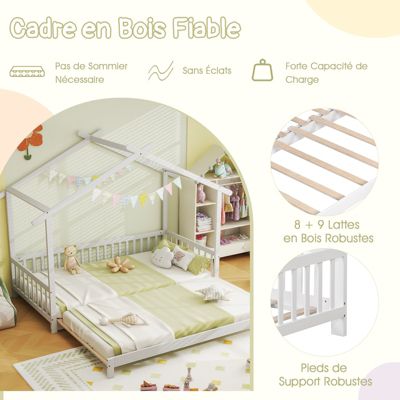 Lit Cabane 90x200 Cm En Bois Avec Barrière ✔️ Petite Amélie