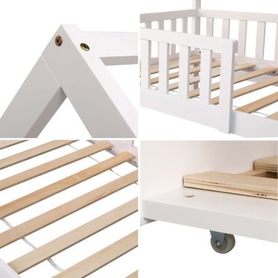 Lit cabane gigogne pour enfant 190x90cm blanc MARCEAU - Happy Garden