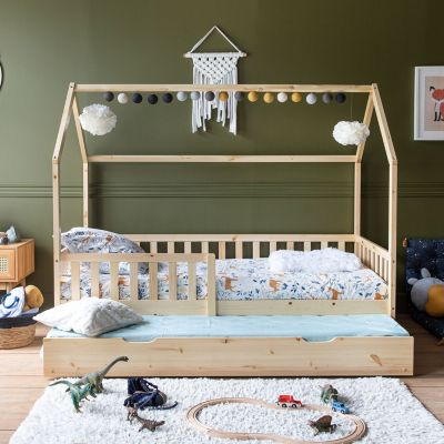 Lit cabane gigogne pour enfant 190x90cm en bois MARCEAU - Happy Garden