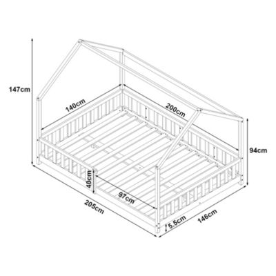 Lit cabane Hesel pour enfants bois de pin 140 x 200 cm rose en.casa