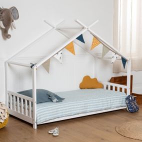 Lit cabane pour enfant 190x90cm blanc GASPARD - Happy Garden