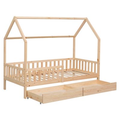 Lit cabane pour enfant 190x90cm en bois avec tiroirs MARCEAU - HAPPY GARDEN