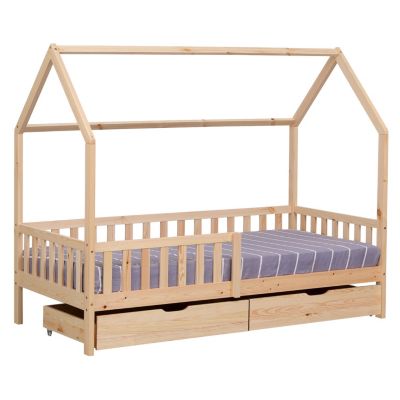 Lit cabane pour enfant 190x90cm en bois avec tiroirs MARCEAU - HAPPY GARDEN
