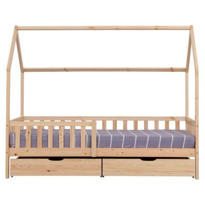 Lit cabane pour enfant 190x90cm en bois avec tiroirs MARCEAU - HAPPY GARDEN