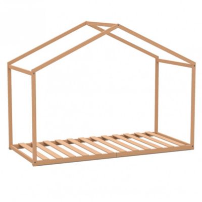 Lit cabane WENDY 90x190 + 1 sommier / Bois clair