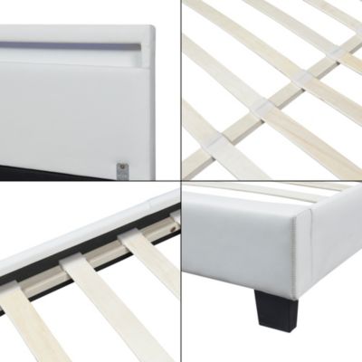 Lit Capitonné Corium Avec éclairage LED Et Matelas 140x200 Cm - Gris Foncé, Mousse Froide - Inclut Sommier à Lattes