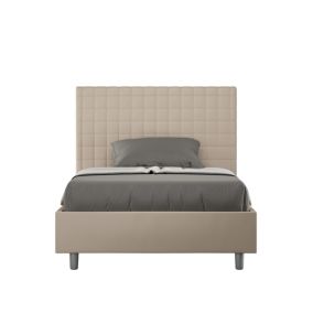 Lit capitonné sans sommier 120x190 Sunny simili cuir gris tourterelle