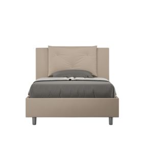 Lit capitonné sans sommier 120x210 Appia simili cuir gris tourterelle