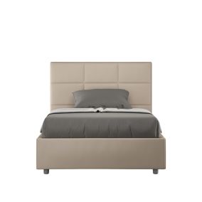 Lit capitonné sans sommier 120x210 Mika simili cuir gris tourterelle