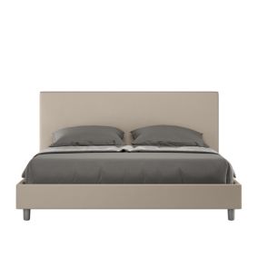 Lit capitonné sans sommier 160x190 Naspy simili cuir gris tourterelle