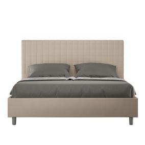 Lit capitonné sans sommier 160x190 Sunny simili cuir gris tourterelle