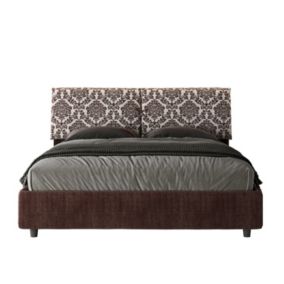 Lit capitonné sans sommier 160x200 Agata 4 tissu Mados bordeaux