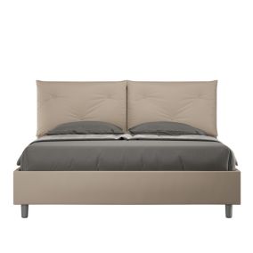 Lit capitonné sans sommier 160x200 Appia simili cuir gris tourterelle