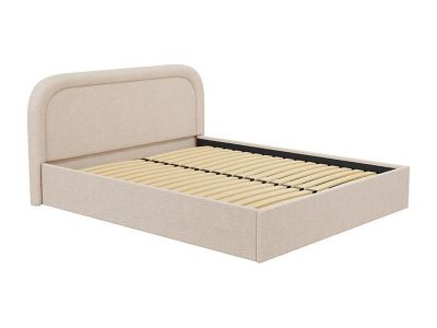 Lit coffre 140 x 190 cm - Tissu bouclette - Beige - FIREZA II