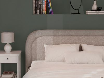 Lit coffre 140 x 190 cm - Tissu bouclette - Beige - FIREZA II