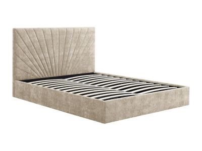 Lit coffre 140 x 190 cm - Tissu texturé - Beige - RIBIOLA